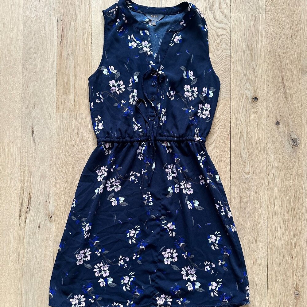 Blue and pink floral dress